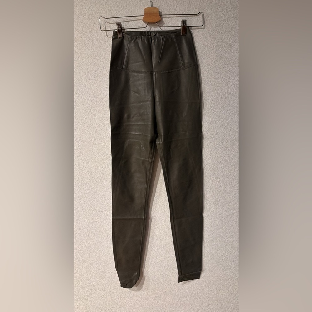 Wilfred Free Dark Olive Leather Pants